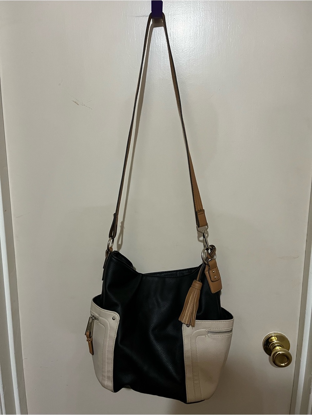 Rosetti Women's Black and Cream Hobo Shoulder Bag